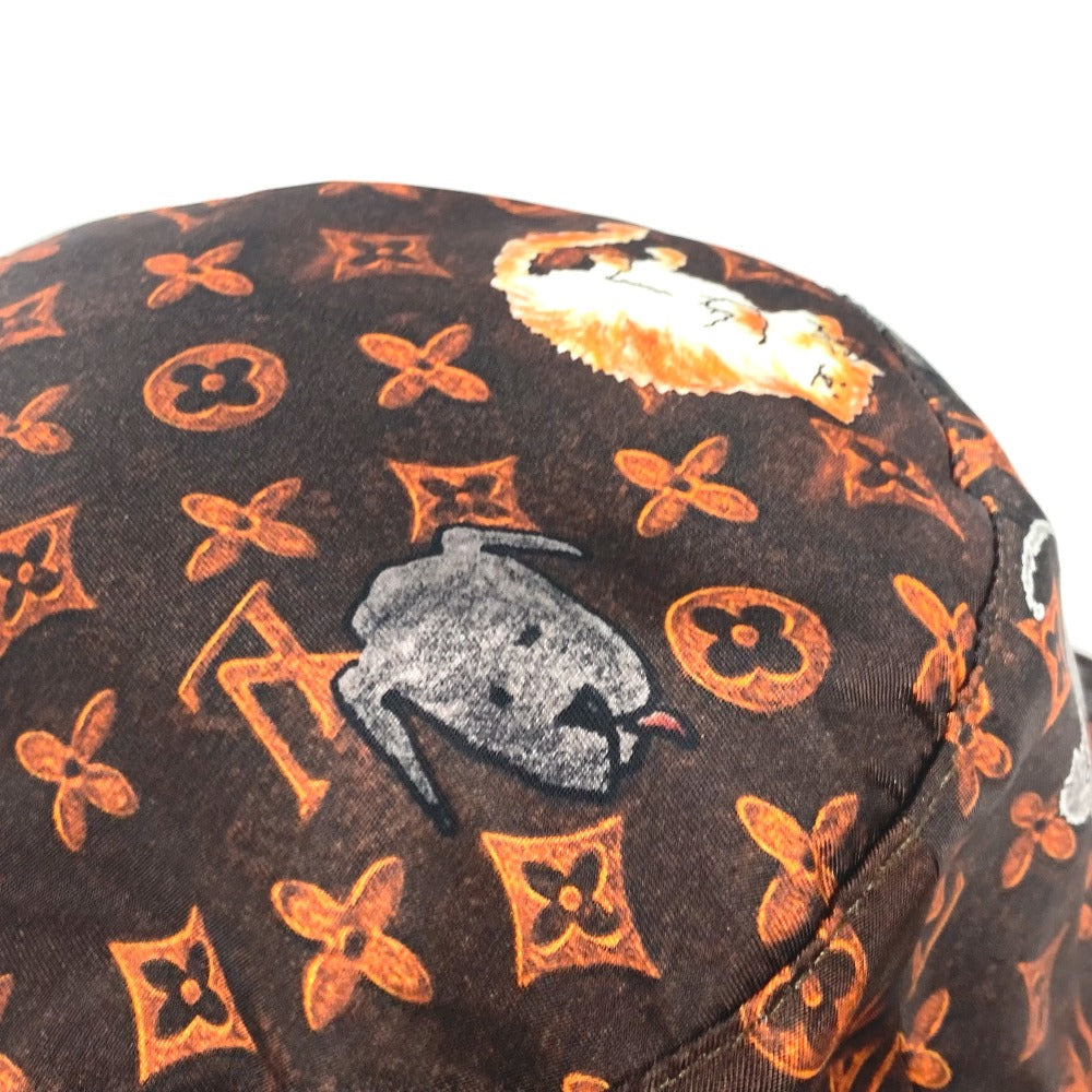 LOUIS VUITTON hat MP2262 Nylon Brown Monogram Catgram Cat Bucket hat Women Used Authentic
