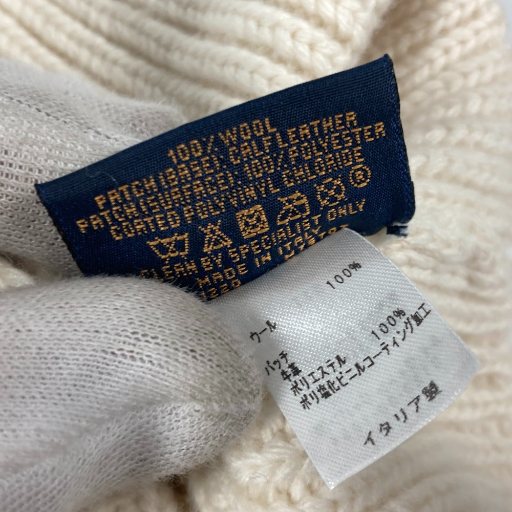 LOUIS VUITTON Knit hat M76707 wool white monogram emblem Bonnet LV Beanie Women Used Authentic