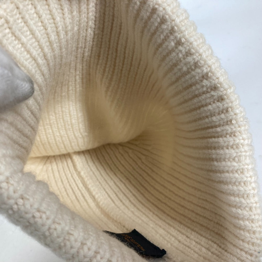 LOUIS VUITTON Knit hat M76707 wool white monogram emblem Bonnet LV Beanie Women Used Authentic