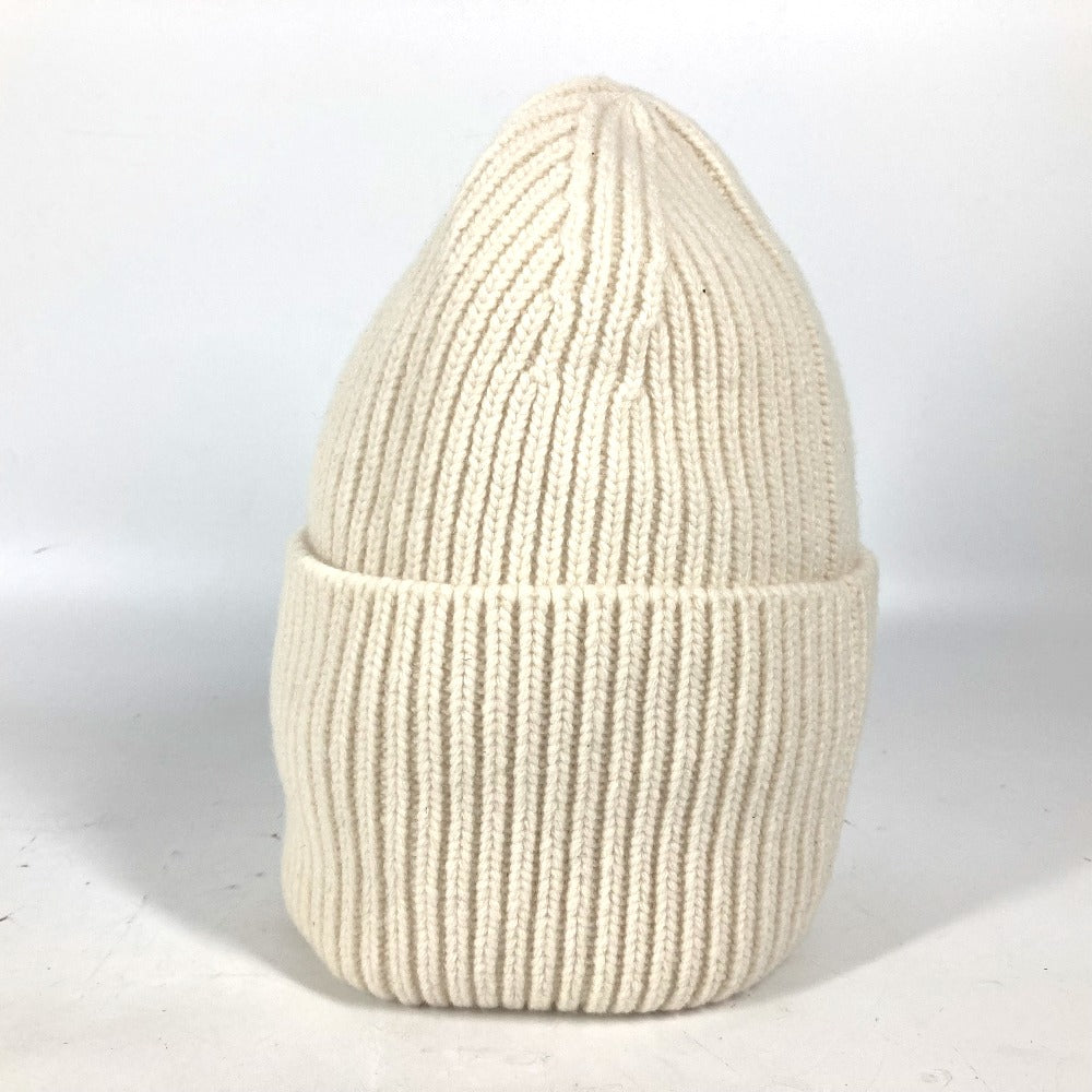 LOUIS VUITTON Knit hat M76707 wool white monogram emblem Bonnet LV Beanie Women Used Authentic