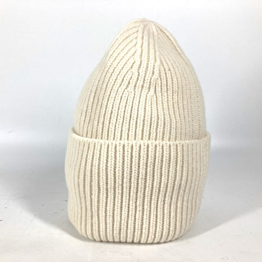 LOUIS VUITTON Knit hat M76707 wool white monogram emblem Bonnet LV Beanie Women Used Authentic