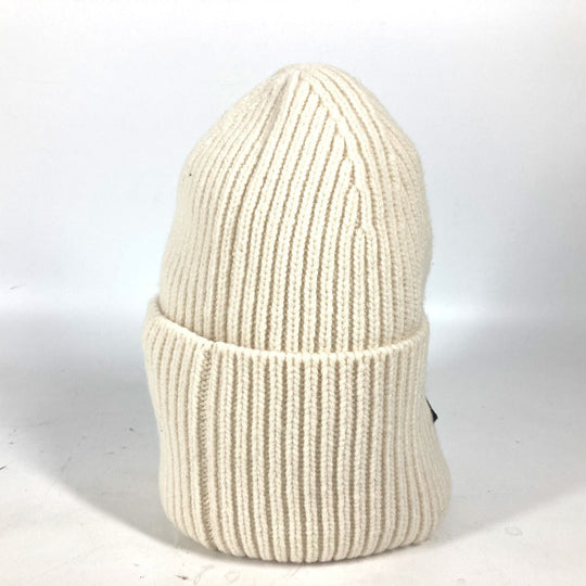 LOUIS VUITTON Knit hat M76707 wool white monogram emblem Bonnet LV Beanie Women Used Authentic