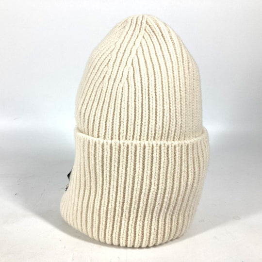 LOUIS VUITTON Knit hat M76707 wool white monogram emblem Bonnet LV Beanie Women Used Authentic