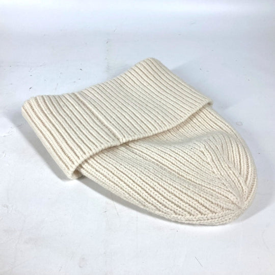 LOUIS VUITTON Knit hat M76707 wool white monogram emblem Bonnet LV Beanie Women Used Authentic