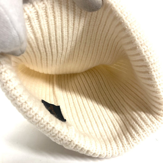 LOUIS VUITTON Knit hat M76707 wool white monogram emblem Bonnet LV Beanie Women Used Authentic
