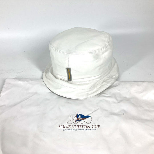 LOUIS VUITTON hat leather white LVCUP Louis Vuitton Cup logo