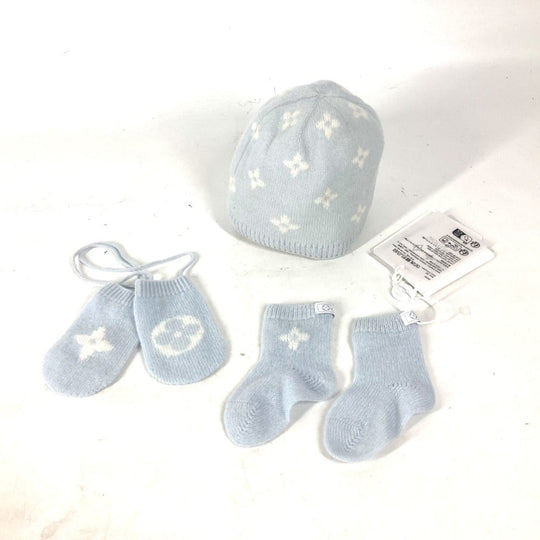 LOUIS VUITTON Knit hat GI029C cashmere blue BABY Baby Gifts Baby Shower Gifts Baby Gift Set Monogram Women Used Authentic