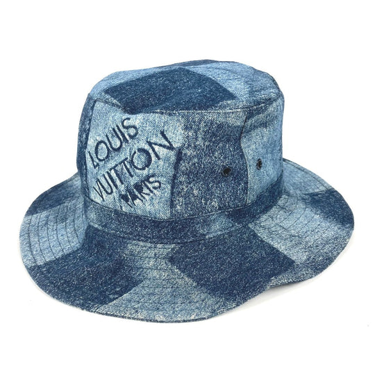 LOUIS VUITTON hat MP3026 cotton blue Damier Chapeau Skater Damier Salt mens Used Authentic