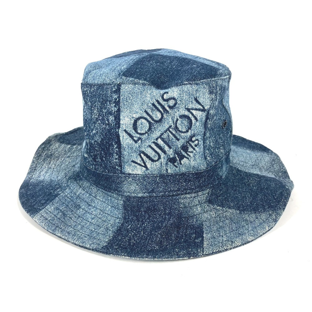 LOUIS VUITTON hat MP3026 cotton blue Damier Chapeau Skater Damier Salt mens Used Authentic