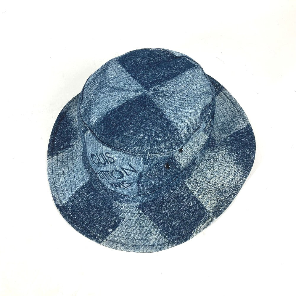 LOUIS VUITTON hat MP3026 cotton blue Damier Chapeau Skater Damier Salt mens Used Authentic