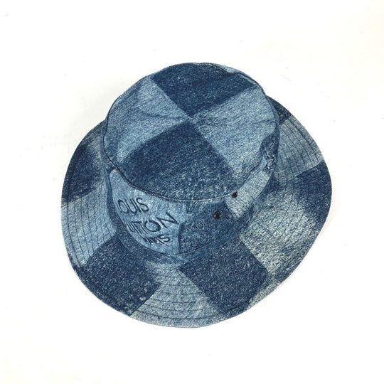 LOUIS VUITTON hat MP3026 cotton blue Damier Chapeau Skater Damier Salt mens Used Authentic