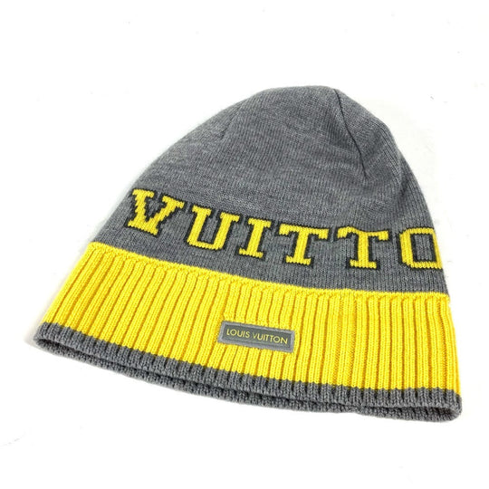 LOUIS VUITTON Knit hat M71236 wool gray Bonnet Louis mens Used Authentic