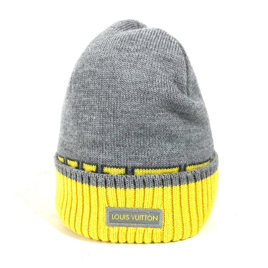 LOUIS VUITTON Knit hat M71236 wool gray Bonnet Louis mens Used Authentic