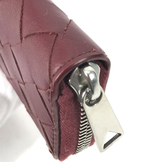BOTTEGAVENETA pencil case leather wine-red INTRECCIATO Women Used Authentic