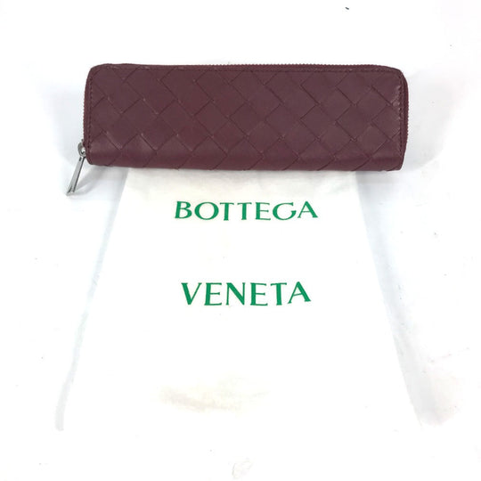 BOTTEGAVENETA pencil case leather wine-red INTRECCIATO Women Used Authentic