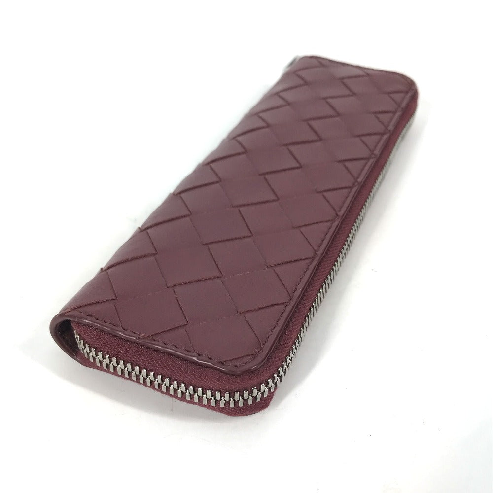 BOTTEGAVENETA pencil case leather wine-red INTRECCIATO Women Used Authentic