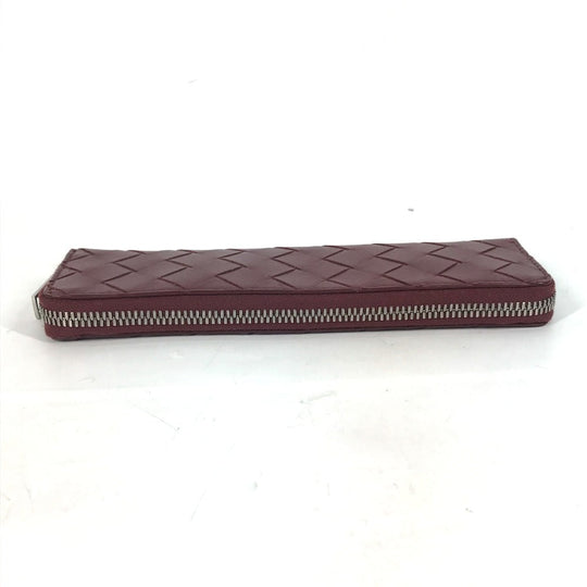 BOTTEGAVENETA pencil case leather wine-red INTRECCIATO Women Used Authentic