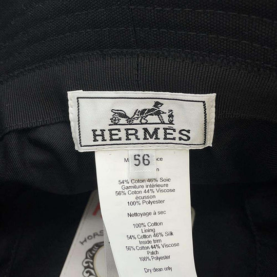 HERMES Calvi Cotton Black Bucket Hat Preloved