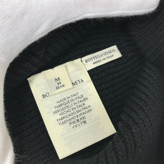BOTTEGAVENETA Knit hat wool black BV logo mens M Used Authentic