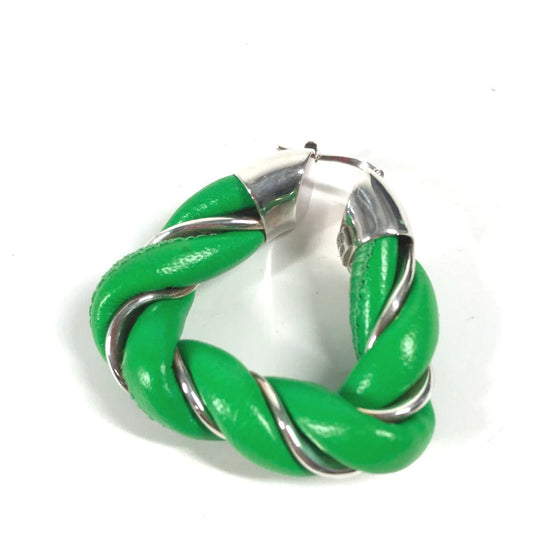 BOTTEGAVENETA Pierce leather green Parakeet Triangle Women Used Authentic