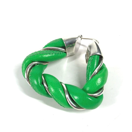BOTTEGAVENETA Pierce leather green Parakeet Triangle Women Used Authentic