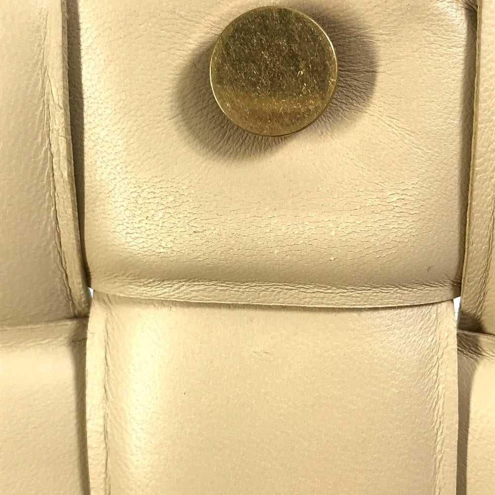 BOTTEGAVENETA Shoulder Bag 717506 leather beige Padded cassette Women Used Authentic