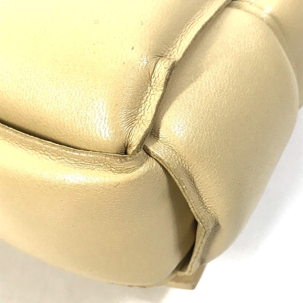 BOTTEGAVENETA Shoulder Bag 717506 leather beige Padded cassette Women Used Authentic
