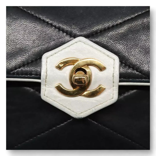 Chanel Matelasse Chain Shoulder Bag Lambskin Black Gold CC