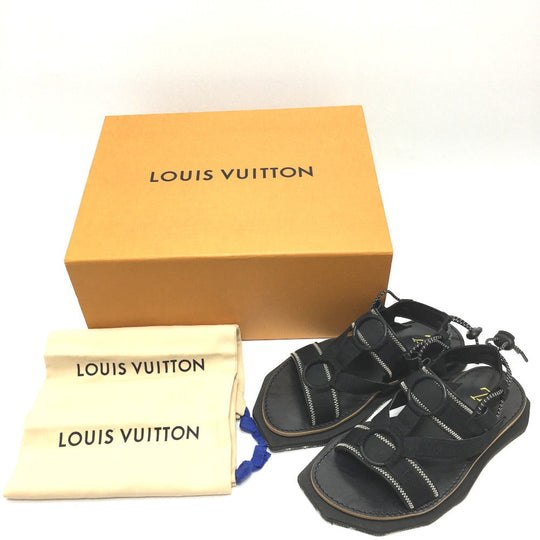 LOUIS VUITTON Sandals Canvas, Wood, Canvas x Wood black savanna line outdoor/belt mens 5 Used Authentic