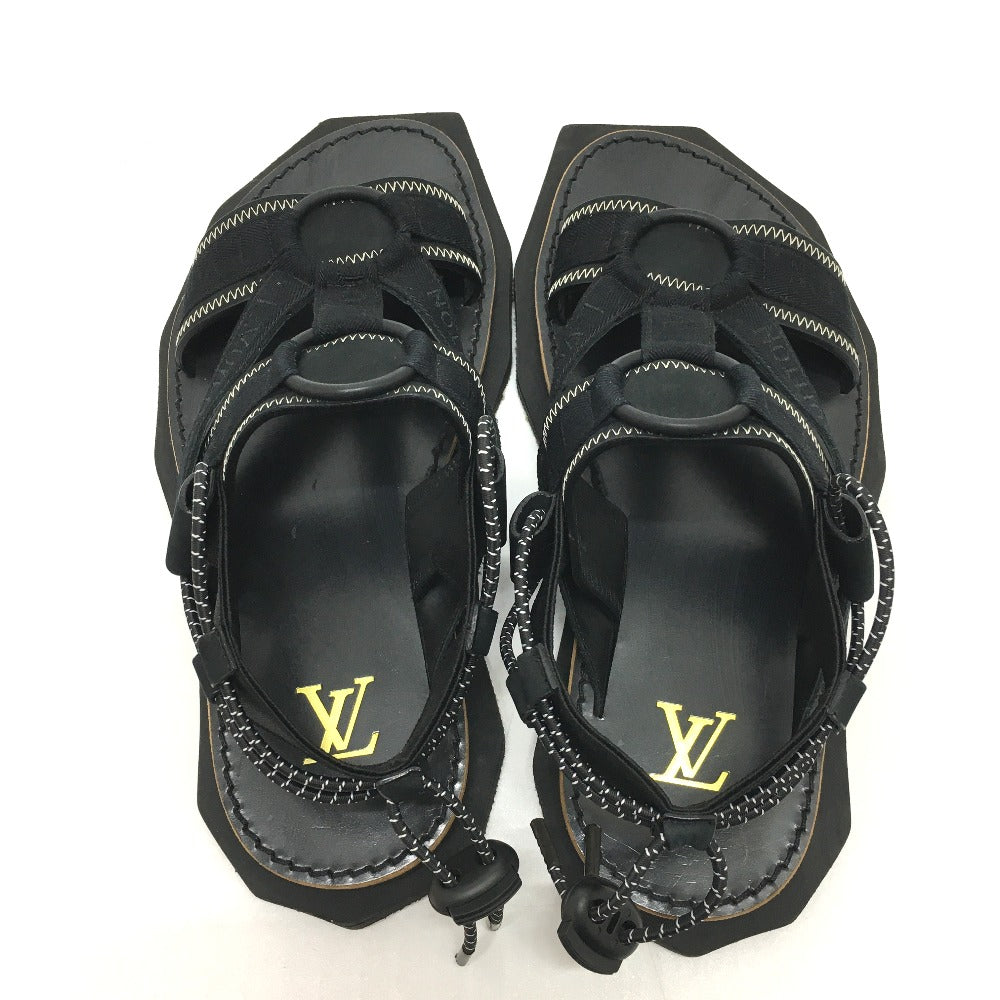 LOUIS VUITTON Sandals Canvas, Wood, Canvas x Wood black savanna line outdoor/belt mens 5 Used Authentic