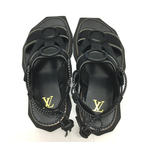 LOUIS VUITTON Sandals Canvas, Wood, Canvas x Wood black savanna line outdoor/belt mens 5 Used Authentic