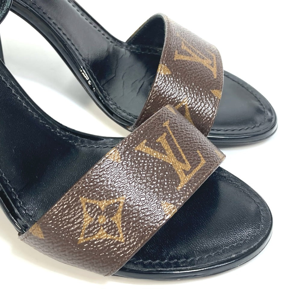 LOUIS VUITTON Sandals Monogram canvas, enamel, Monogram canvas enamel Brown Monogram Silhouette line Women 34 1/2 Used Authentic