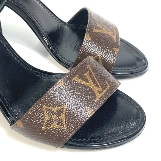 LOUIS VUITTON Sandals Monogram canvas, enamel, Monogram canvas enamel Brown Monogram Silhouette line Women 34 1/2 Used Authentic