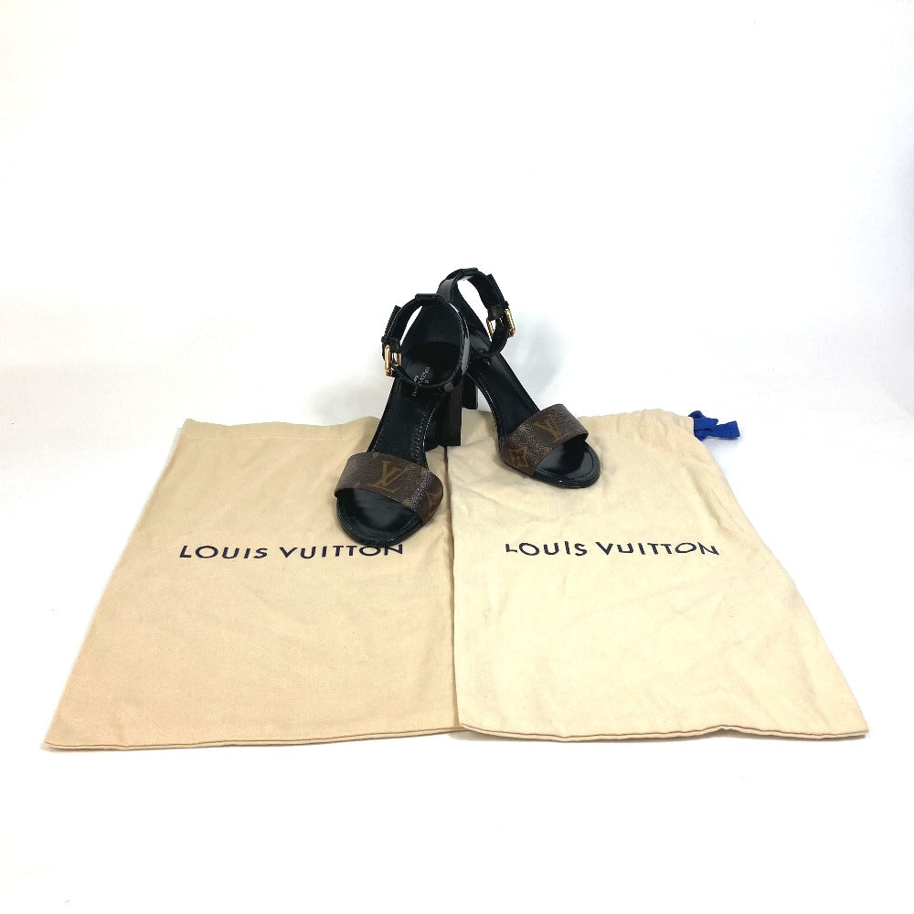 LOUIS VUITTON Sandals Monogram canvas, enamel, Monogram canvas enamel Brown Monogram Silhouette line Women 34 1/2 Used Authentic