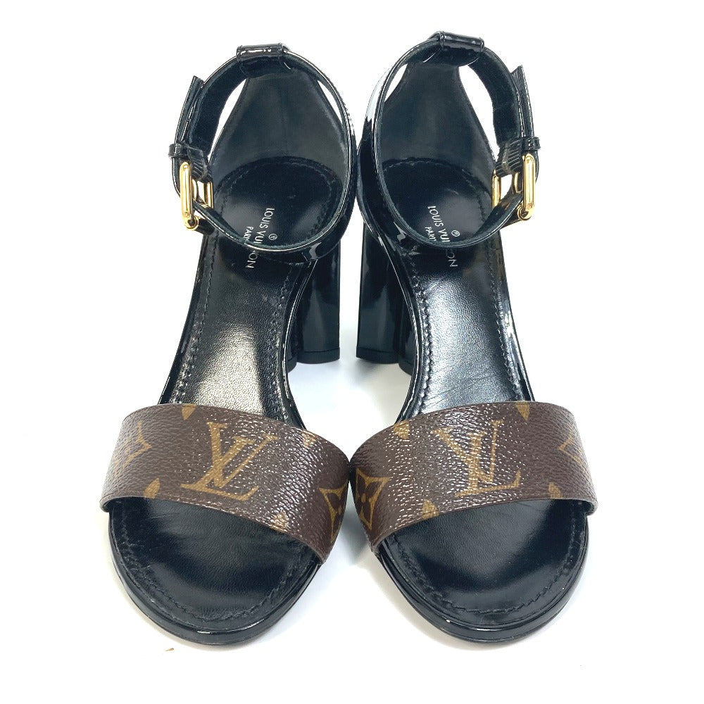 LOUIS VUITTON Sandals Monogram canvas, enamel, Monogram canvas enamel Brown Monogram Silhouette line Women 34 1/2 Used Authentic