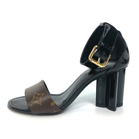 LOUIS VUITTON Sandals Monogram canvas, enamel, Monogram canvas enamel Brown Monogram Silhouette line Women 34 1/2 Used Authentic
