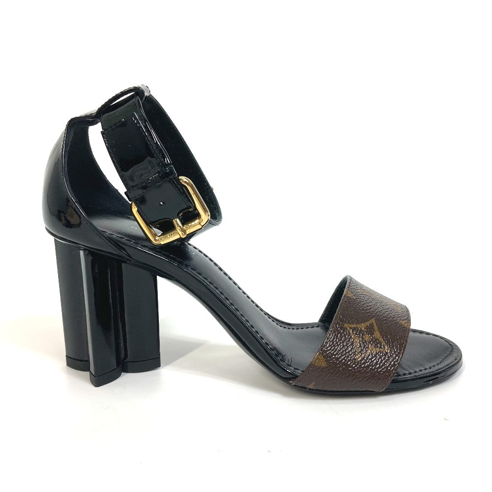 LOUIS VUITTON Sandals Monogram canvas, enamel, Monogram canvas enamel Brown Monogram Silhouette line Women 34 1/2 Used Authentic