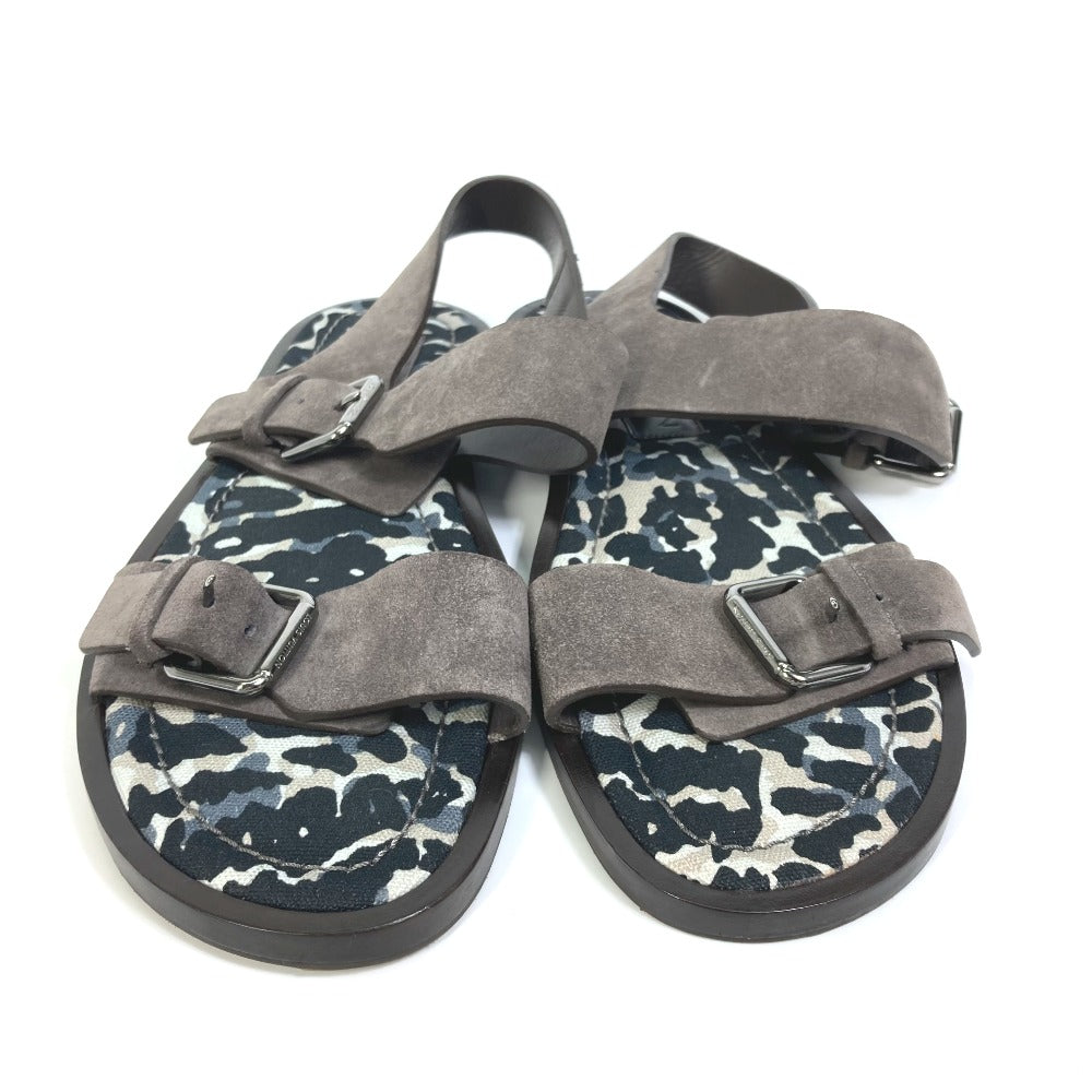 LOUIS VUITTON Sandals Suede , Suede/Canvas/Wood Brown Leopard Pattern Leopard Animal mens 8 Used Authentic