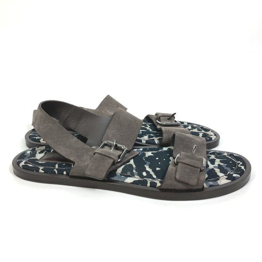 LOUIS VUITTON Sandals Suede , Suede/Canvas/Wood Brown Leopard Pattern Leopard Animal mens 8 Used Authentic