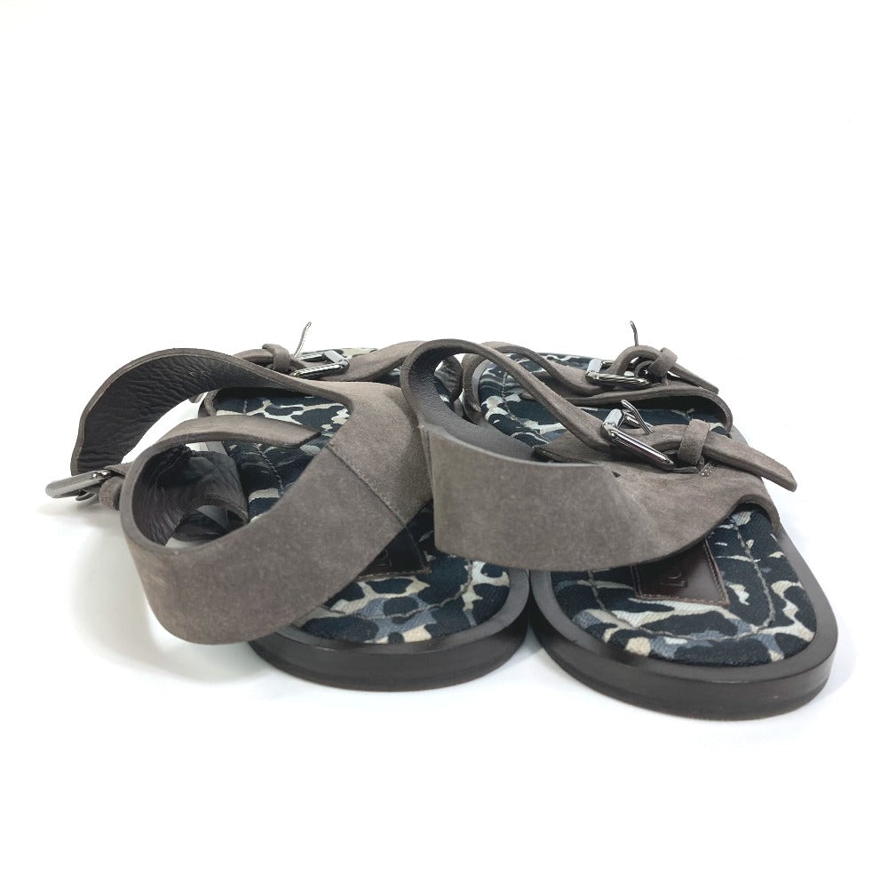 LOUIS VUITTON Sandals Suede , Suede/Canvas/Wood Brown Leopard Pattern Leopard Animal mens 8 Used Authentic