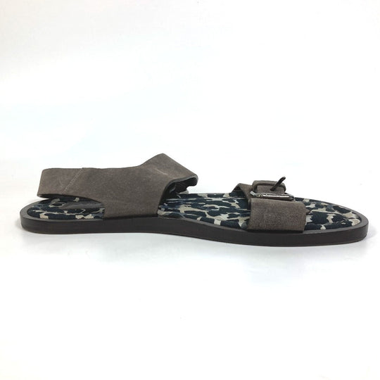 LOUIS VUITTON Sandals Suede , Suede/Canvas/Wood Brown Leopard Pattern Leopard Animal mens 8 Used Authentic