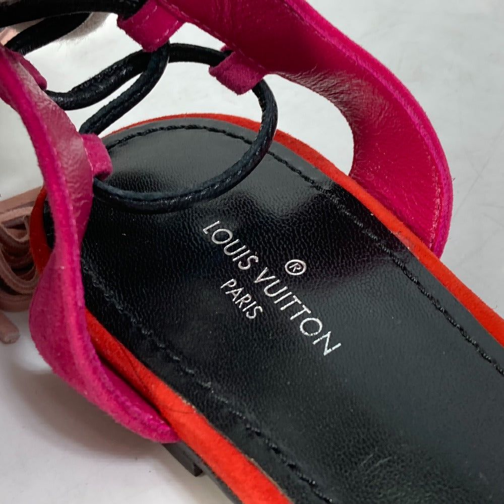 LOUIS VUITTON Sandals Model number unknown Leather, Suede pink Monogram flower tassel fringe Women 35 1/2 Used Authentic