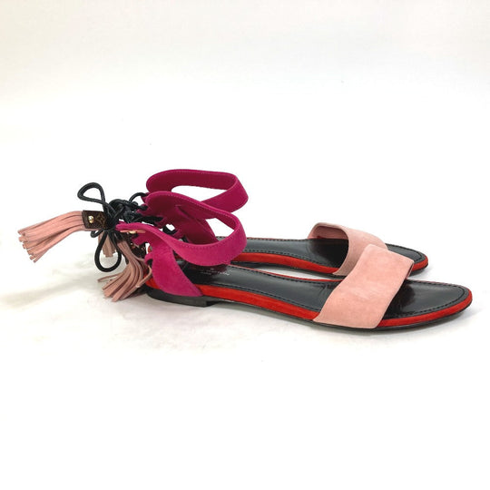 LOUIS VUITTON Sandals Model number unknown Leather, Suede pink Monogram flower tassel fringe Women 35 1/2 Used Authentic