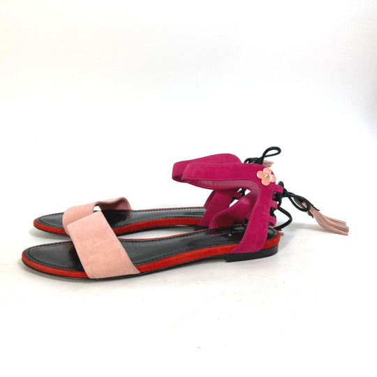 LOUIS VUITTON Sandals Model number unknown Leather, Suede pink Monogram flower tassel fringe Women 35 1/2 Used Authentic