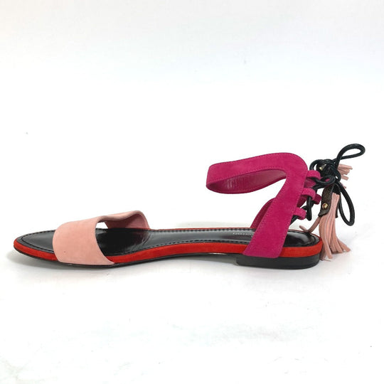 LOUIS VUITTON Sandals Model number unknown Leather, Suede pink Monogram flower tassel fringe Women 35 1/2 Used Authentic
