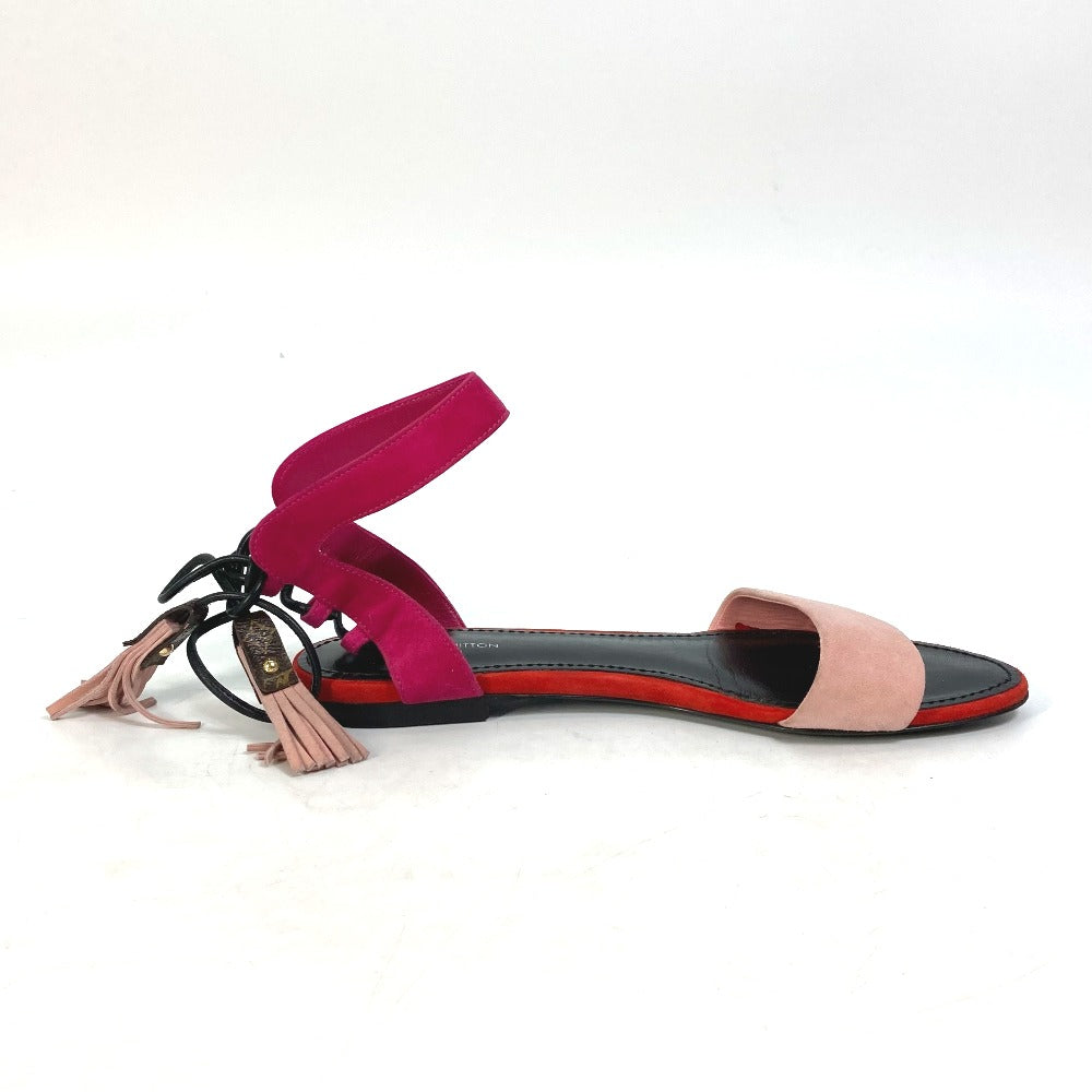 LOUIS VUITTON Sandals Model number unknown Leather, Suede pink Monogram flower tassel fringe Women 35 1/2 Used Authentic