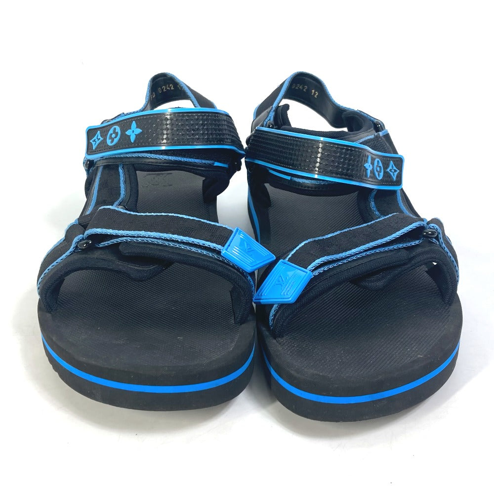 LOUIS VUITTON Sandals 1AA4GJ rubber black logo Panama Line Sandals mens 12 Used Authentic