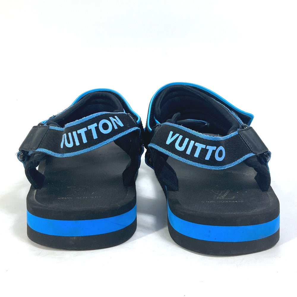 LOUIS VUITTON Sandals 1AA4GJ rubber black logo Panama Line Sandals mens 12 Used Authentic