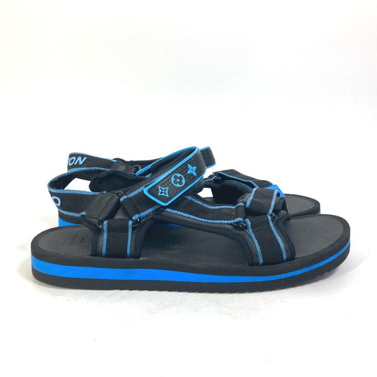 LOUIS VUITTON Sandals 1AA4GJ rubber black logo Panama Line Sandals mens 12 Used Authentic