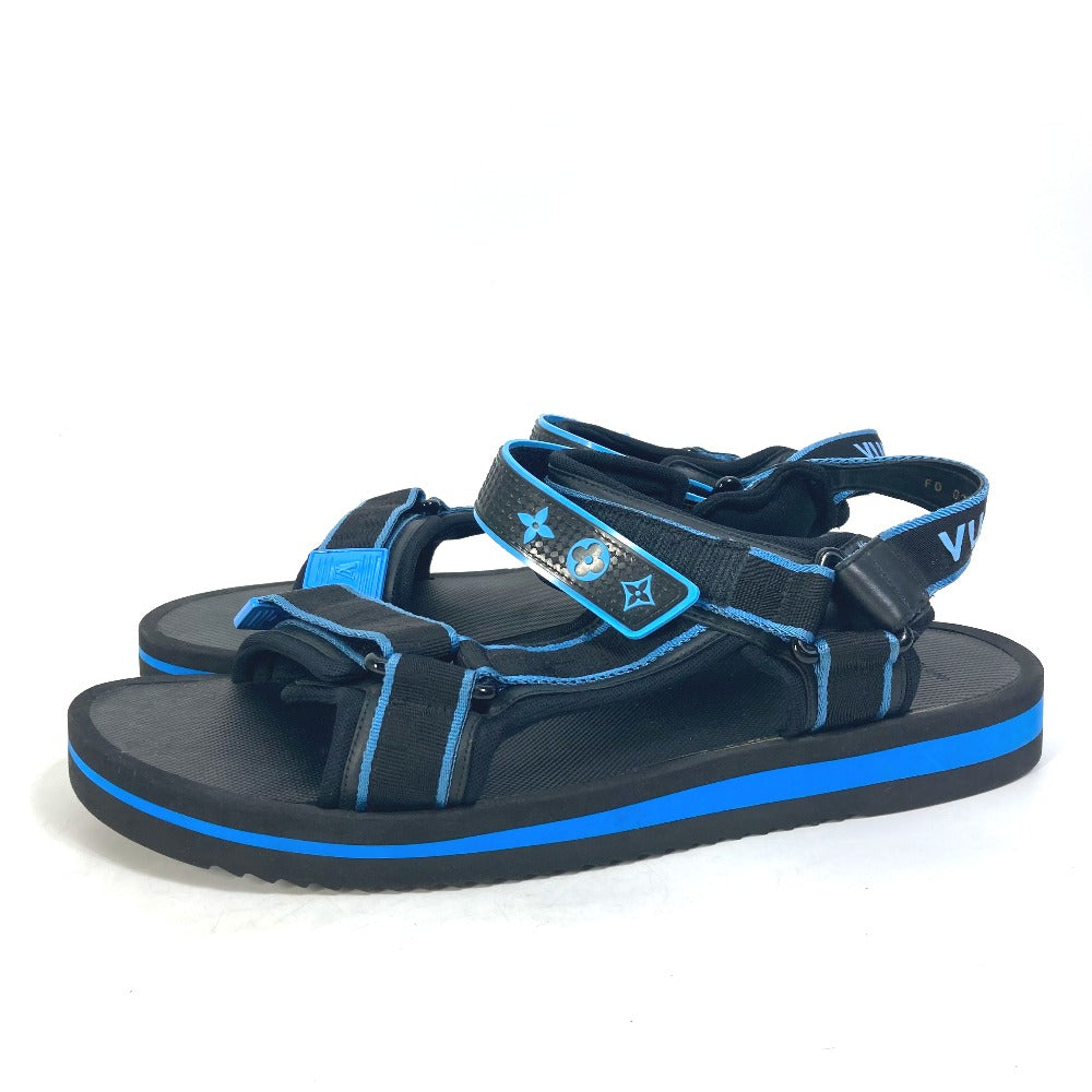 LOUIS VUITTON Sandals 1AA4GJ rubber black logo Panama Line Sandals mens 12 Used Authentic